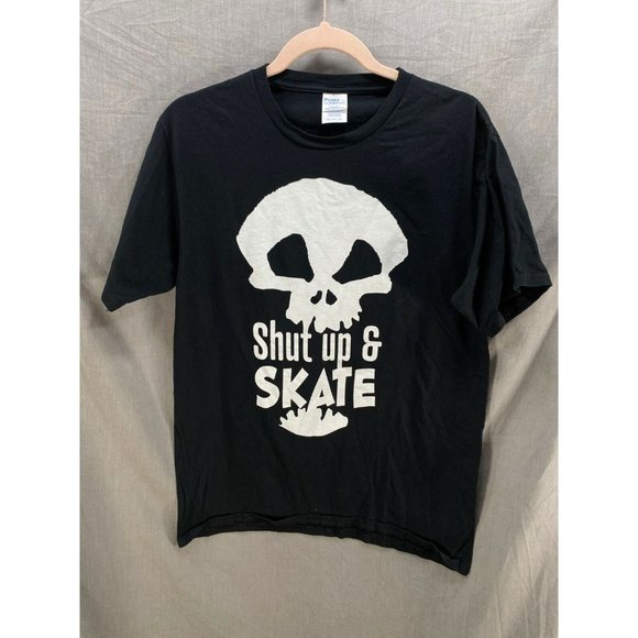 Shut Up And Skate Shirt Adult Medium Black Short Sleeve Pullover Tee‎ Mens - Picture 1 of 9